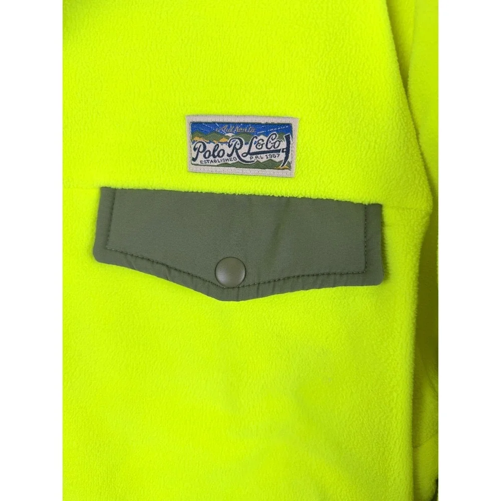 Polo Ralph Lauren Fleece Pullover Mens XL‎ Neon Safety Yellow Gorpcore NWT